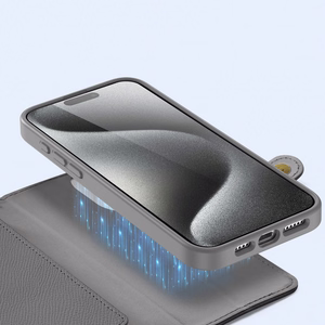 Dux Ducis Lawa Nahkainen Suojakuori iPhone 15 Pro:lle - harmaa