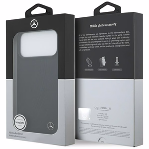 Mercedes Nahkainen Large Laurel Leave MagSafe Suojakuori iPhone 17 Pro Max:lle - musta