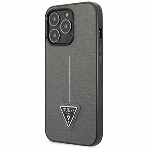 Guess Saffiano Triangle Logo suojakuori iPhone 13 Pro / 13 6.1":lle - hopeinen