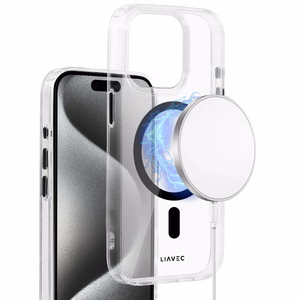 Liavec Glossy Magsafe läpinäkyvä suojakuori iPhone 13 Pro:lle musta