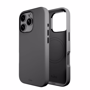 Puro Icon Mag Pro MagSafe Silikoninen Suojakuori iPhone 16 Prolle - tummanharmaa