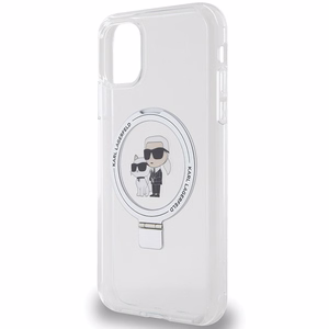 Karl Lagerfeld KLHMN61HMRSKCH iPhone 11 / Xr 6.1 valkoinen/valkoinen kovakuori Ring Stand Karl&Choupette MagSafe