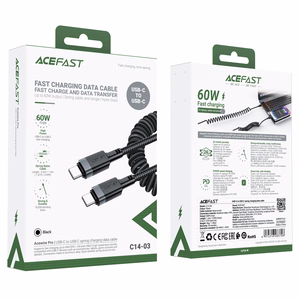 Acefast C14-03 USB-C - USB-C jousikaapeli 480 Mb/s 3 A 1,2 m - musta