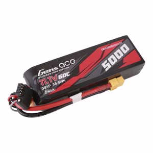 Gens Ace G-Tech 5000 mAh 11,1 V 60C 3S1P lyhyt Lipo-akku, jossa on XT60-liitin