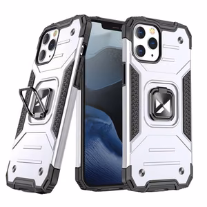 Wozinsky Ring Armor tapauksessa iPhone 14 Pro panssaroitu kansi magneettinen haltija rengas hopea