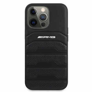 AMG AMHCP13XGSEBK iPhone 13 Pro Max 6,7" tšarny/musta kovakotelo Nahka kohokuvioitu linjat