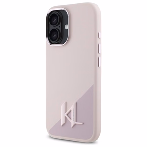 Karl Lagerfeld Silikoninen Shadow Metal Initial MagSafe Suojakuori iPhone 16:lle - vaaleanpunainen