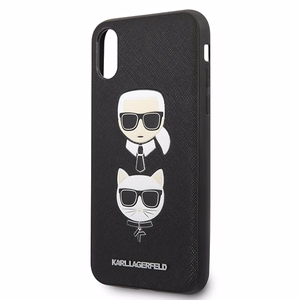 Karl Lagerfeld Saffiano Karl&Choupette Head suojakuori iPhone XS Max:lle - musta
