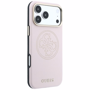 Guess Perforated 4G Gold Logo MagSafe suojakuori mallille iPhone 17 Pro / 18 Pro – väri: vaaleanpunainen