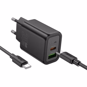 Puhelinlaturi Hoco USB-A + USB-C QC3.0 PD 3A 20W + USB-C - USB-C -kaapeli N61 musta