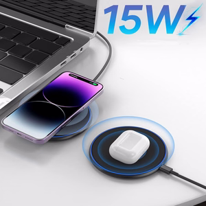 Wozinsky WLI-01Y 15W Qi Induktiivislaturi USB-C Kaapelilla - Musta