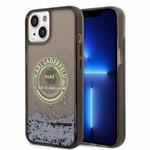 Karl Lagerfeld Liquid Glitter RSG suojakuori iPhone 14:lle - musta