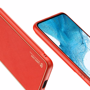 Dux Ducis Yolo tyylikäs suojus ekologisesta nahasta Samsung Galaxy S22 + (S22 Plus) punainen