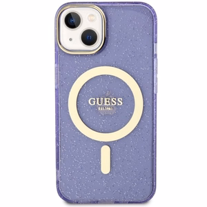 Guess GUHMP14MHCMCGU iPhone 14 Plus 6.7 violetti/violetti suojakuori Glitter Gold MagSafe