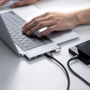 HUB Ugreen 60559 2x USB-C / USB-C PD (Thunderbolt 3, 100W, 4K 60 Hz, 10 Gbps) / HDMI 4K 30 Hz / 3x USB 3.0 for MacBook Pro / Air - Gray