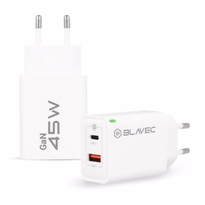 Blavec Seinälaturi BC-5 GaN - USB + Type C - PD QC 45W 3A (TCBC5G-UCW453A) valkoinen