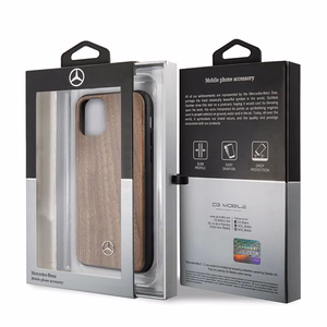 Mercedes Wood Line Walnut -kotelo iPhone 11 Pro Maxille - ruskea