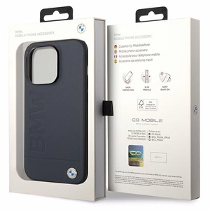 BMW BMHMP14XSLLNA laivastonsininen nahkainen kova suojakuori iPhone 14 Pro Max 6.7 Hot Stamp MagSafe