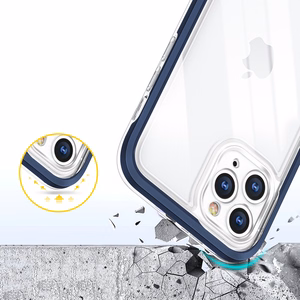 Clear 3in1 case for iPhone 11 Pro Max blue frame gel cover
