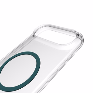Puro Lite Mag TPU+PC suojakuori MagSafe-yhteensopiva iPhone 17 Air:lle - läpinäkyvä turkoosilla renkaalla
