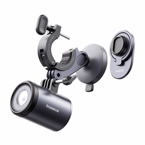 Baseus PrimeTrip 2-in-1 bike mount, phone holder + flashlight (black)