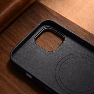 iCarer Case Nahkakotelo iPhone 14 Plus -puhelimelle aito nahkakotelo musta (yhteensopiva MagSafe)