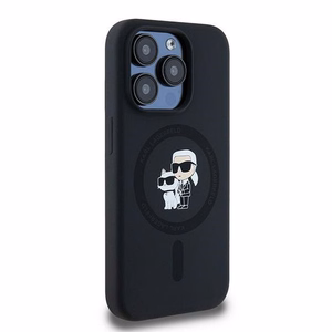 KARL LAGERFELD Suojakuori IPHONE 15 Pro yhteensopiva MagSafe KLHMP15LSCMKCRHK (Silicone KC Body Ring) musta