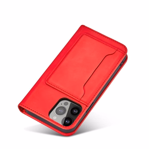 Magnet Card Case case for Samsung Galaxy S23+ flip cover wallet stand red