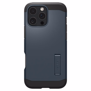 Spigen Tough Armor MagSafe Suojakuori jalustalla iPhone 16 Pro Max:lle - tummanharmaa