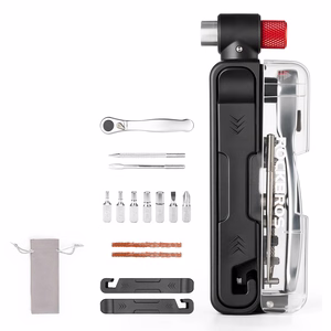 Rockbros Multitool pyörätyökalusarja CO2-pumpulla ja räikkäavaimella, musta