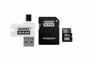 GoodRam muistikortti 32 GB microSDHC luokka 10 UHS-I + sovitin + kortinlukija