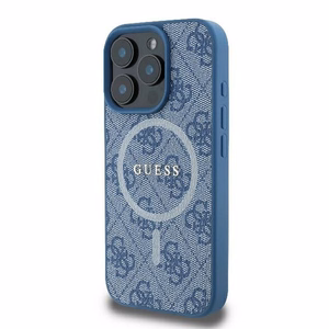 Guess Suojakuori iPhone 16 Pro:lle MagSafe-yhteensopiva GUHMP16LG4GFRB (PU 4G Ring Classic Logo) sininen