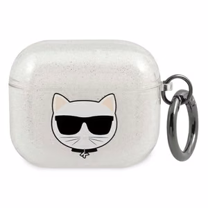 Karl Lagerfeld Glitter Choupette kotelo AirPods 3 - hopea