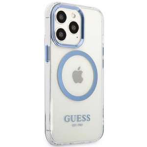 Guess GUHMP13LHTRMB iPhone 13 Pro / 13 6.1" sininen kovakuori Metal Outline MagSafe