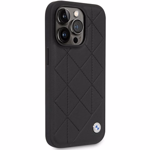 BMW BMHCP14L22RQDK Suojakuori iPhone 14 Pro 6.1" musta/musta Nahkainen Quilted