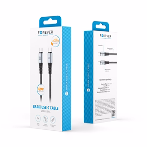 Forever Braix kaapeli USB-C - USB-C 1,0 m 60W musta