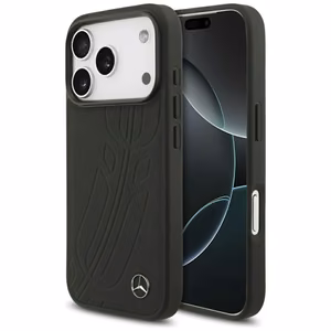 Mercedes Nahkainen Large Laurel Leave MagSafe Suojakuori iPhone 17 Pro:lle - musta