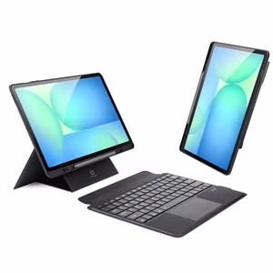 Dux Ducis DK -sarjan näppäimistökotelo Samsung Tab S10 FE+ (Plus) -mallille taustavalaistuksella, musta