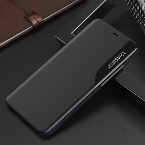 Eco Nahka View Case tyylikäs kirjahylly tyyppi tapauksessa potkuteline iPhone 13 Pro musta