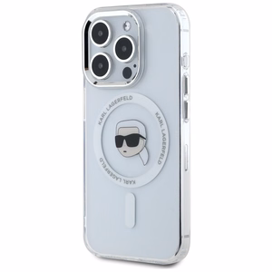 Karl Lagerfeld IML Metal Karl Head MagSafe suojakuori iPhone 15 Pro Max:lle - valkoinen