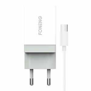 Laturi Foneng K210 2.1A USB-A + USB-A - MicroUSB kaapeli 1.0m valkoinen
