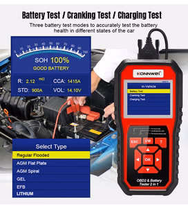 Konnwei KW870 OBD2 -diagnostiikkaskanneri ja akkutesteri