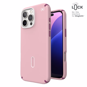 Speck Presidio2 Pro -suojakuori MagSafe- ja ClickLock-tuella iPhone 16 Pro Maxille, Wednesday Pink/Boysenberry Purple