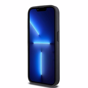 DKNY Nahkainen Ruudullinen Mono-kuvio ja Painetut Raidat Suojakuori iPhone 15 Pro Max:lle - musta