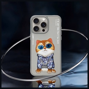 Nimmy Glasses Cool Cat Suojakuori iPhone 15 Pro:lle - harmaa