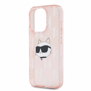 Karl Lagerfeld IML Choupette Head & Monogram suojakuori iPhone 15 Pro:lle - vaaleanpunainen
