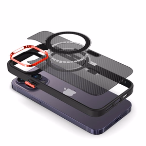 Tel Protect Magnetic Carbon Suojakuori iPhone 15 Pluslle musta-punainen