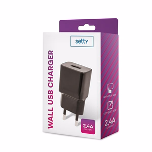 Setty laturi 1x USB 2,4A musta
