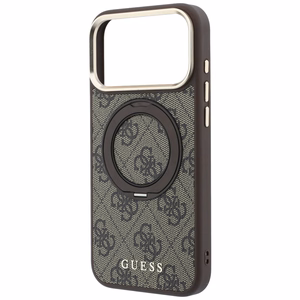 Guess Ring Stand 360 4G Classic Logo MagSafe -suojakuori iPhone 18 Pro / 17 Pro – ruskea