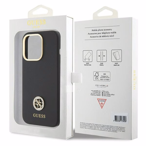 Guess Silicone Logo Strass 4G suojakuori iPhone 15 Pro:lle - musta